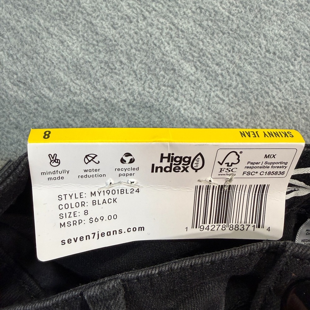 Seven7 Jeans Women Size 8 Black High Rise Skinny Stretch Denim NWT $69‎ MSRP - Picture 2 of 9